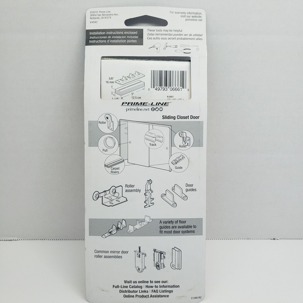 Prime Line Bottom Guide & Risers for Sliding Doors 1 pc. White #N 6661