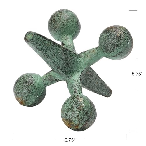 Creative Co-Op Cast Iron Jack Accent Decor, Green, Rustic Home Shelf Accent