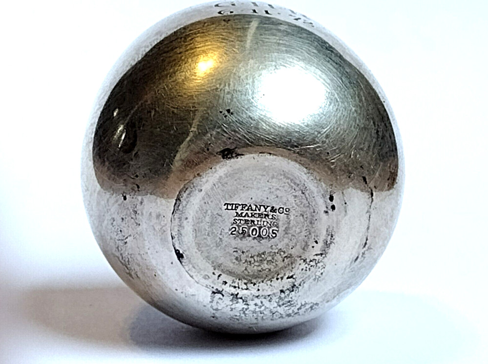 ! Vintage TIFFANY & CO MAKERS Dated Sterling Silver Engraved Liquor / Shot Cup