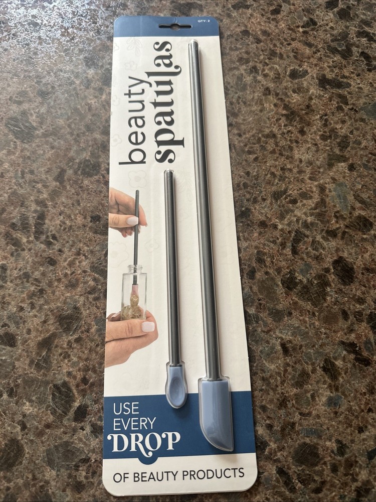 Beauty Spatula NEW 2-pc Long & Short Makeup BLUE