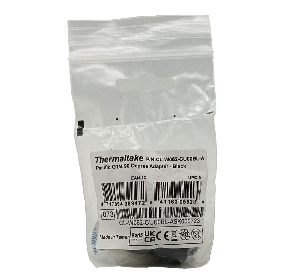 Thermaltake Pacific G 1/4 90 Degree Adapter Black - 1 Pack