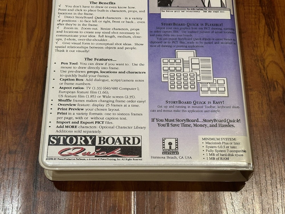 Vintage 1995 StoryBoard Quick Mac 2.0 Storyboarding Application Software