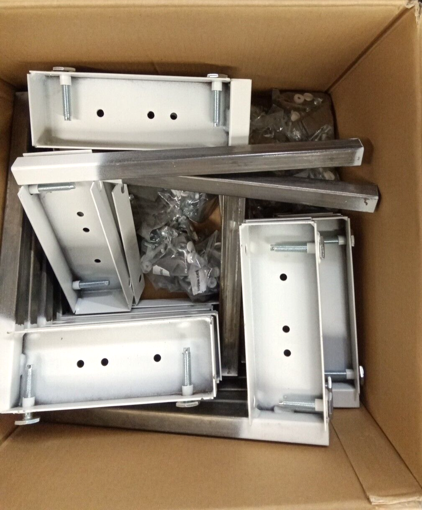 Retail Shelving Grid Panel Display Leg Base L-Shaped White With Hardware 19pk