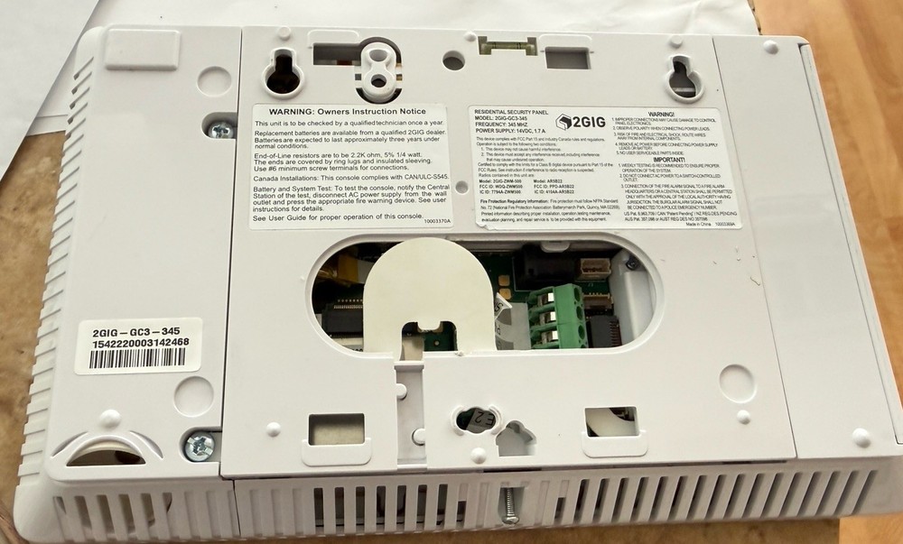 Nortek 2GIG-GC3-345 Security & Automation System Panel