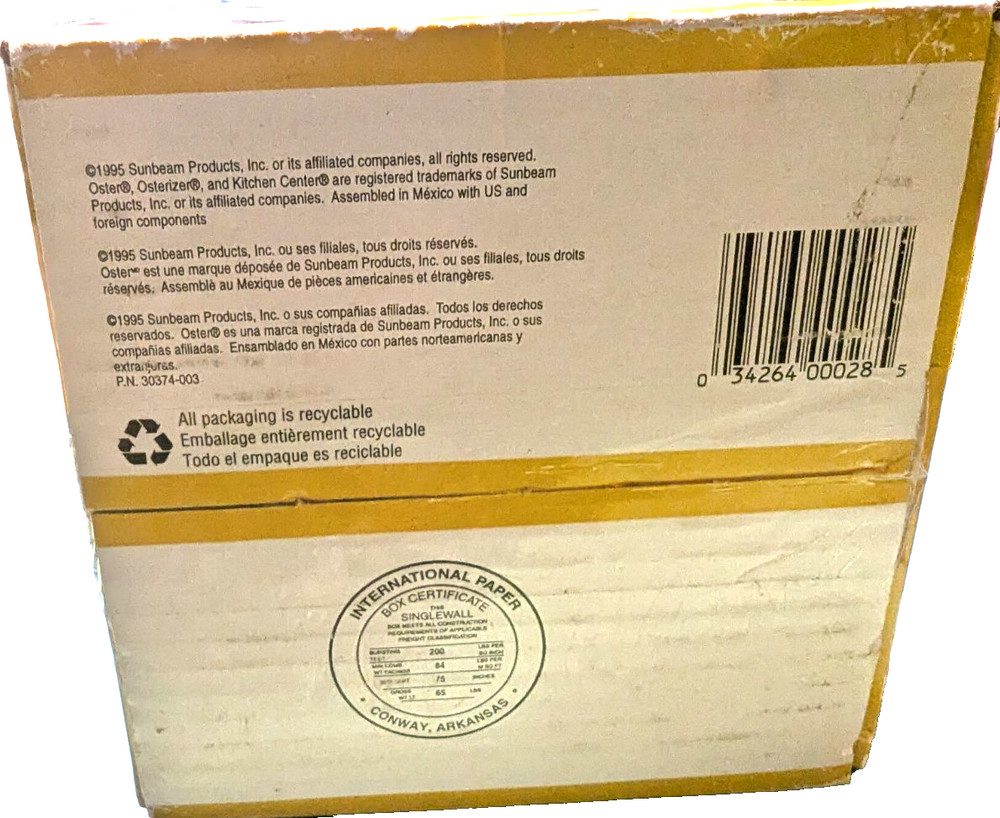 Oster 4891-3 glass blender container NIB