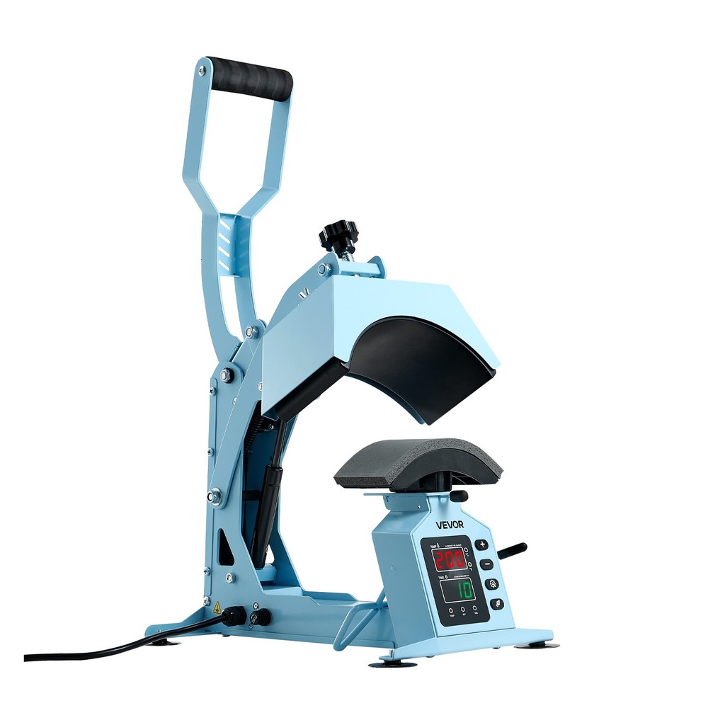 VEVOR Hat Heat Press Machine with 2 Interchangeable Platens for Caps Light Blue