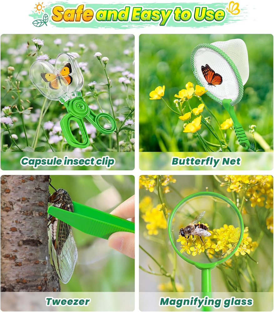 Bug Catcher for Kids, Bug Vacuum Catching Kit with Bug Collector Butterfly Net M