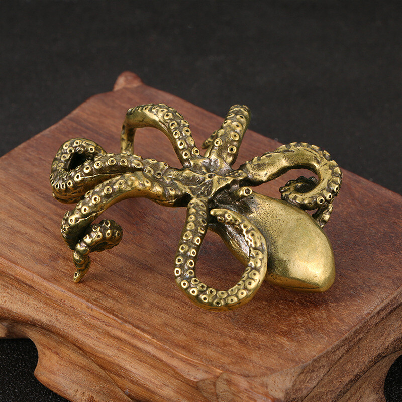 Rare Solid Brass Octopus Figurine Statue Home Ornaments Animal Figurines Gift