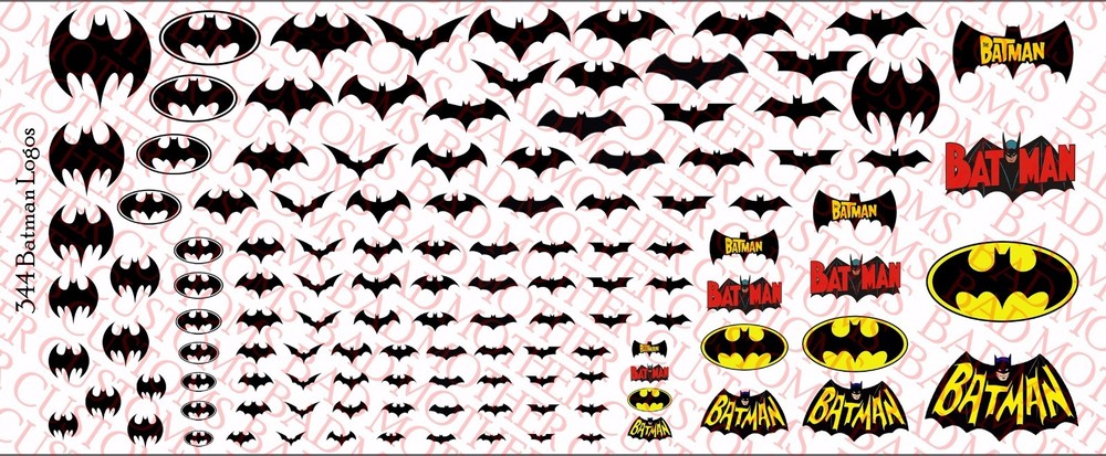Decals: Batman logos - Waterslide Decals Various Sizes