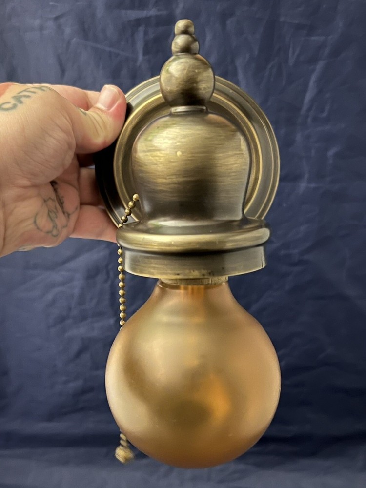 Wired Pair Antique Brass Sconces Beautiful 12F