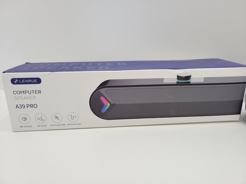 LENRUE Wired USB-Powered Computer Speaker A39 Pro in Black