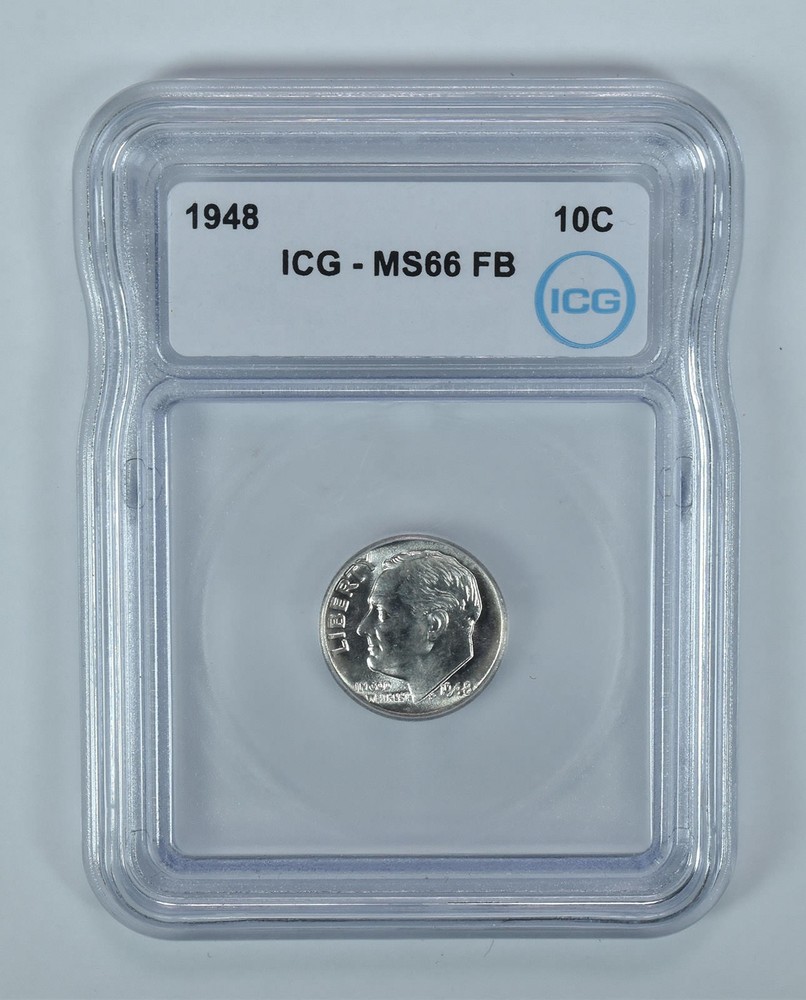 1948 Roosevelt Dime MS66 FB ICG