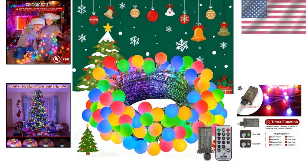 Elegant 33FT 100LED Christmas String Lights - Remote & Timer Function Included