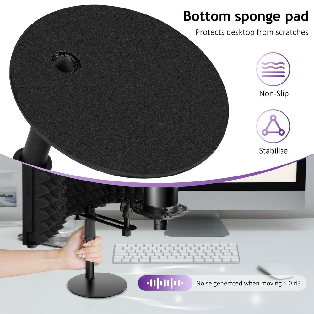 Rigych Microphone Isolation Shield, 3 Panels Sound Proof Mic Shield with Mic ...