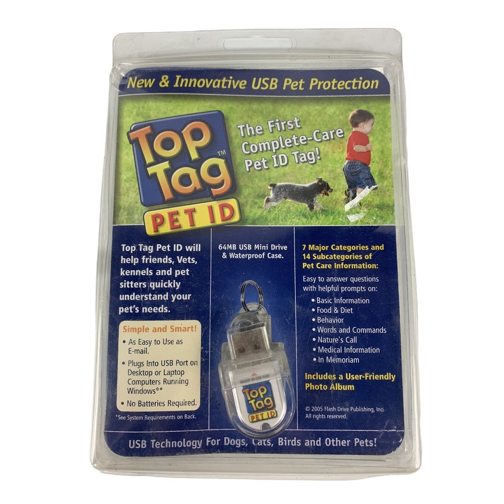 Top Tag Complete-Care Pet ID Tag. New