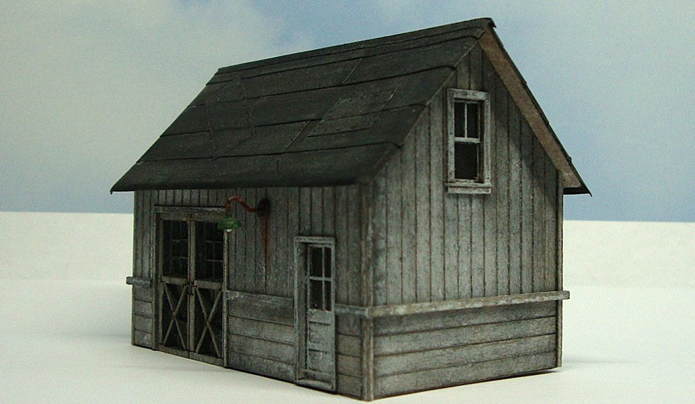 HO scale-built wood model Maintenance Shed