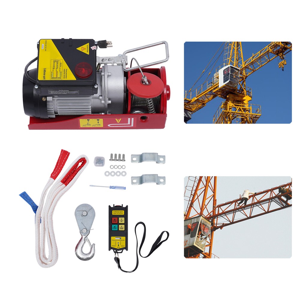 2200LBS Electric Hoist Winch Engine Crane with Wired Remote 110V
