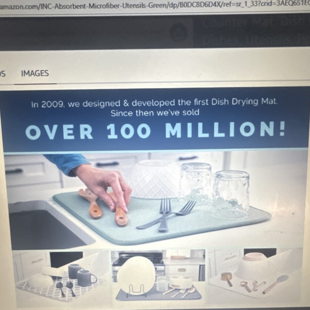 Green Microfiber Dish Drying Mat Solid Modern Machine Washable Kitchen Essential