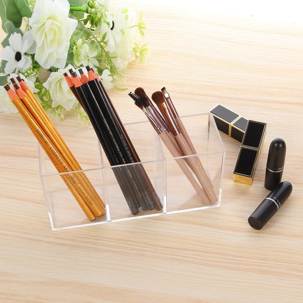 Clear Acrylic Silverware & Pen Organizer Caddy, Transparent Plastic Silverwar...