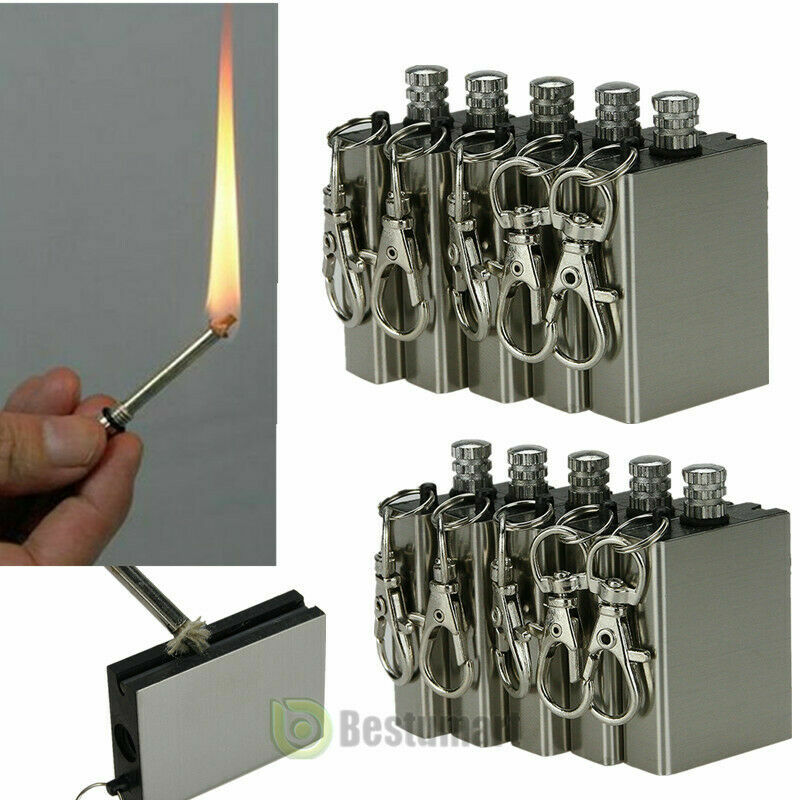 10-100PCS Waterproof Permanent Match Lighter Striker Fire Starter Emergency Tool