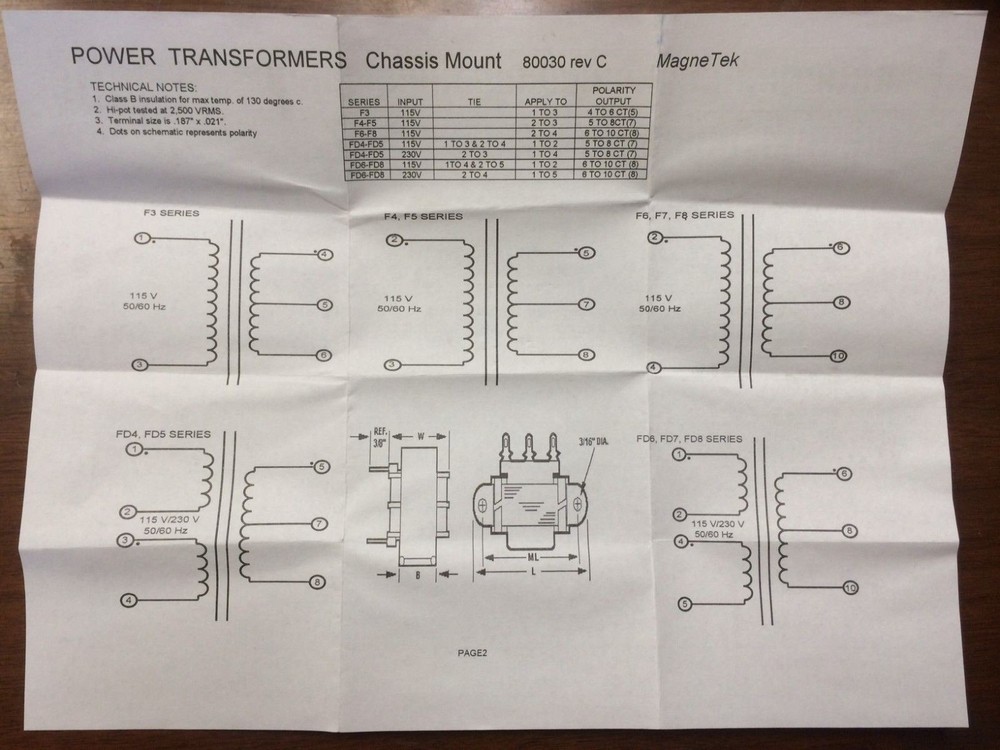 MagneTek Triad Power Transformer FD5-12 Class B
