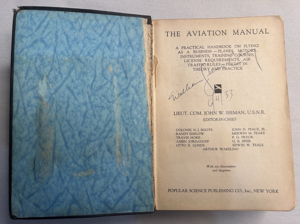First Edition Vintage 1930 Aviation Manual Signed? Spine Issues