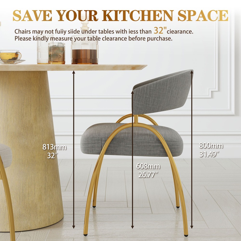 Dining Chair Set Of 2 Light Grey Fabric