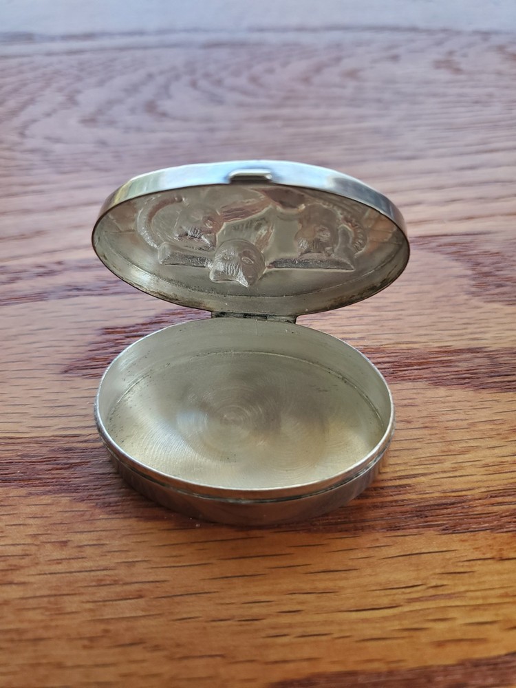 Vintage Sterling Silver Kitten Pill Keep