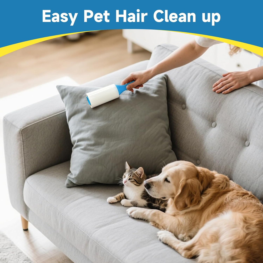 600 Sheets Extra Sticky Lint Rollers for Pets, Easy Tear with Ergonomic Handle