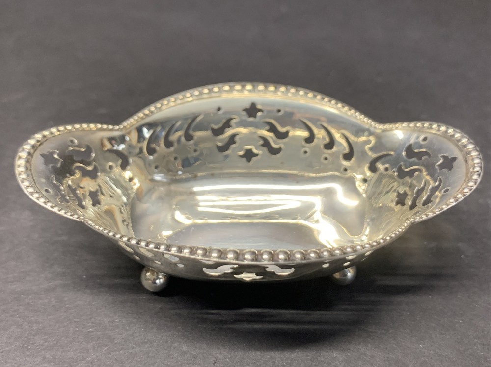 VTG Tiffany & Co Solid 1000 Sterling Silver Ornate Design Candy Dish
