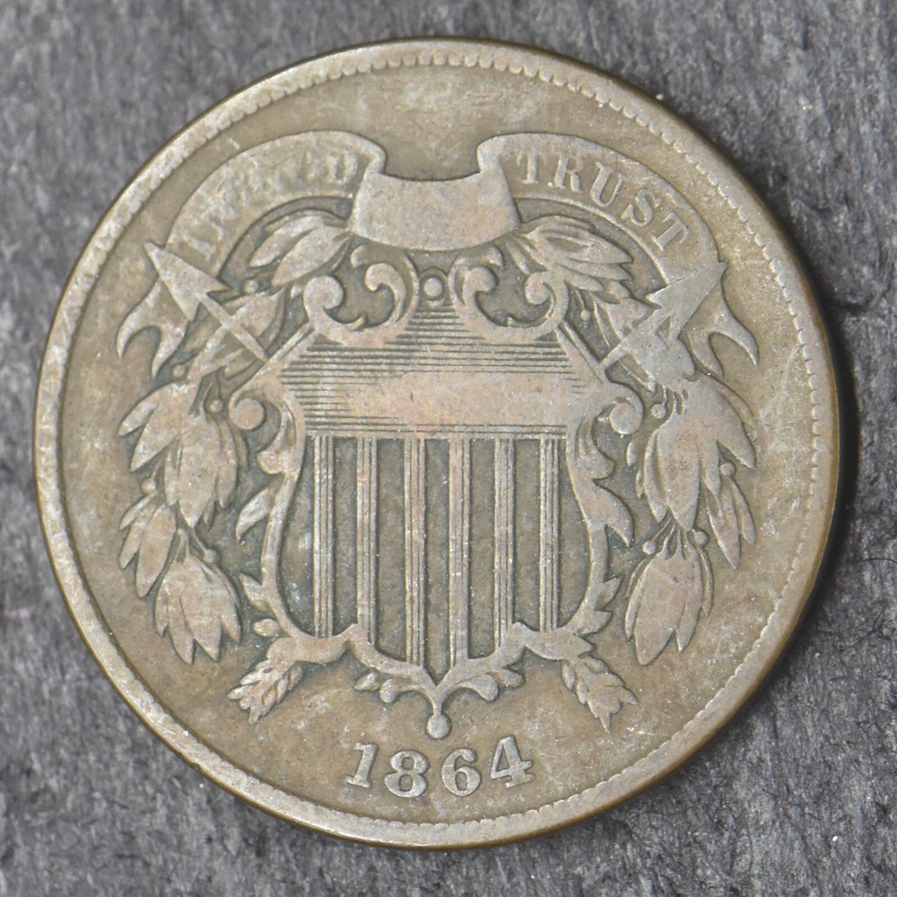 1864 "Large Motto" 2C Two Cent Piece - COINGIANTS -