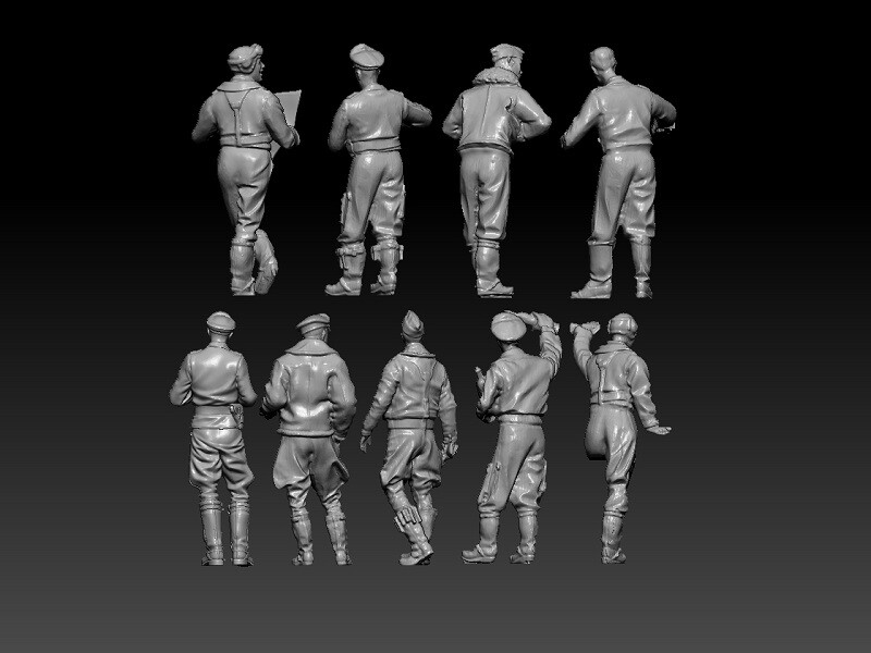 1/72 WW II Germany "Aviation industry technician" 9 man group model (3D printed)