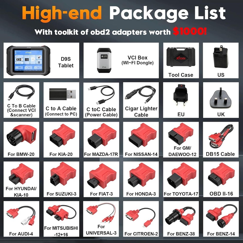 XTOOL USED D9S Full System Diagnostic Scanner Offline ECU Programming 45+ Resets