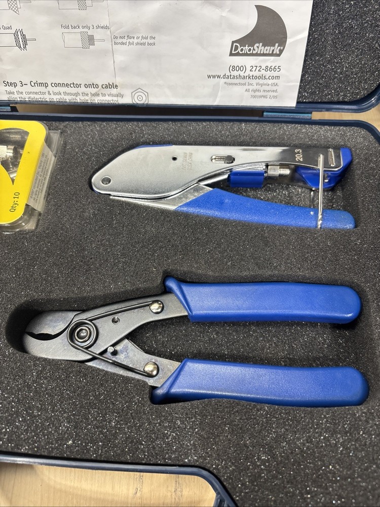 DataShark Digital Cable and Satellite Tool Kit; 3 Tools, Connectors, Case Unused