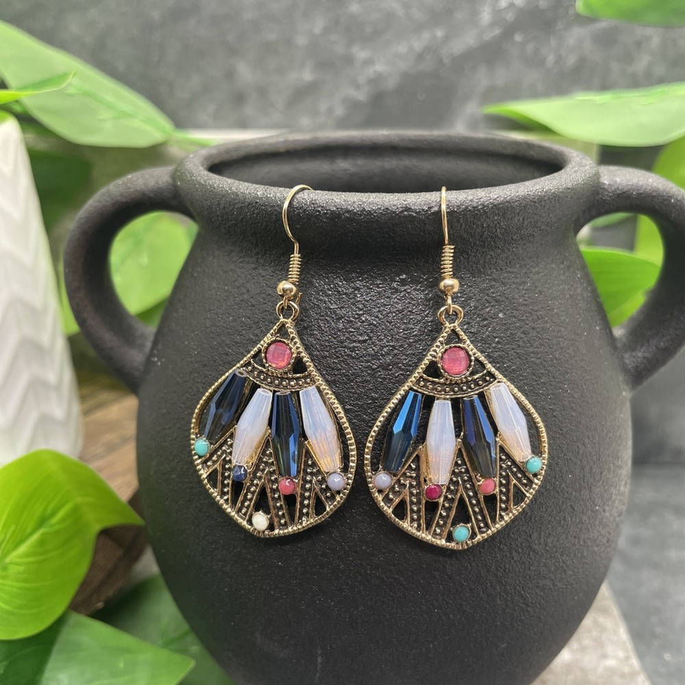 2” Gold-tone Boho Retro Earring Set Drop Dangle New Free Ship B6508