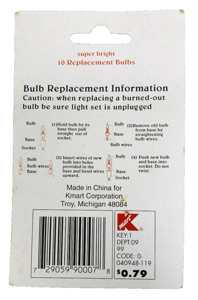 6 volt Christmas Light Bulbs Green Mini Replacement for 20 Light String 10 pack