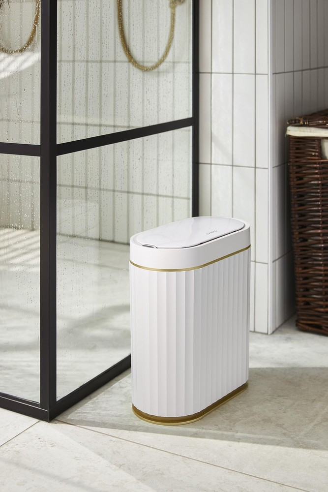 ELPHECO Automatic Motion Sensor Trash Can - 2 Gallon Slimline for Bathroom, B...