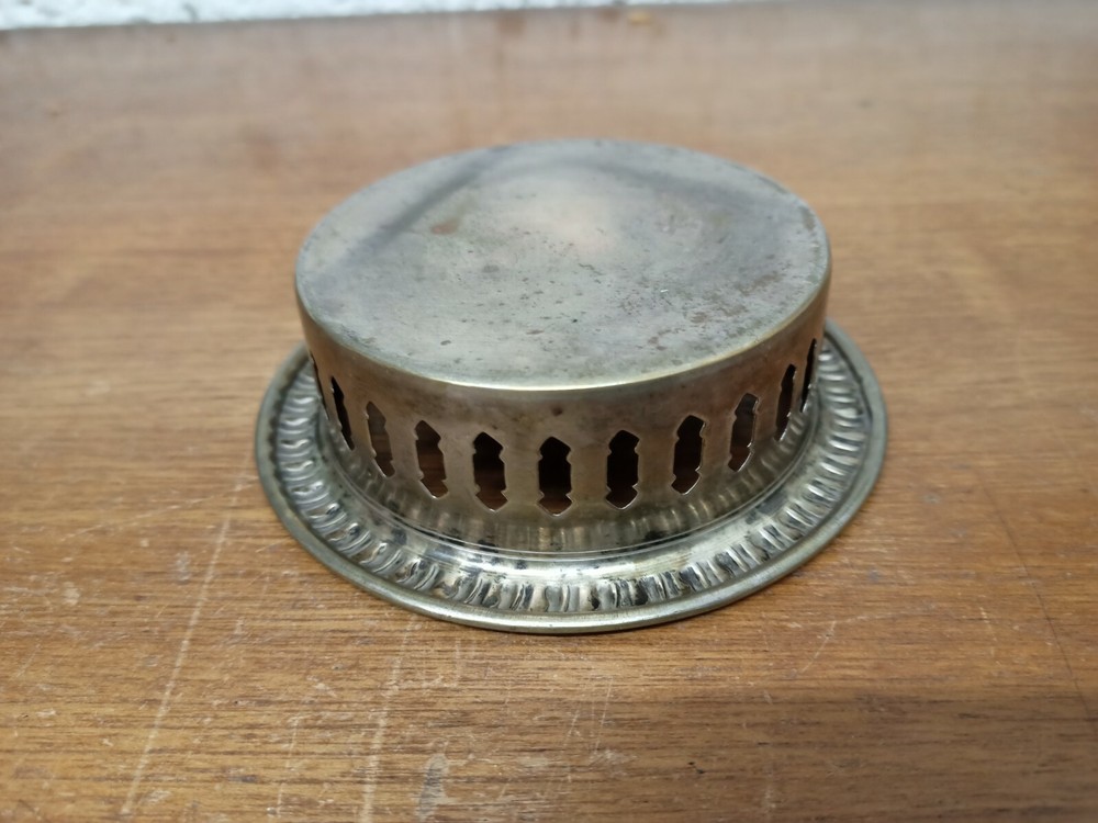 Vintage ~Silver Plated ~Wine Bottle Coaster (BLK1)
