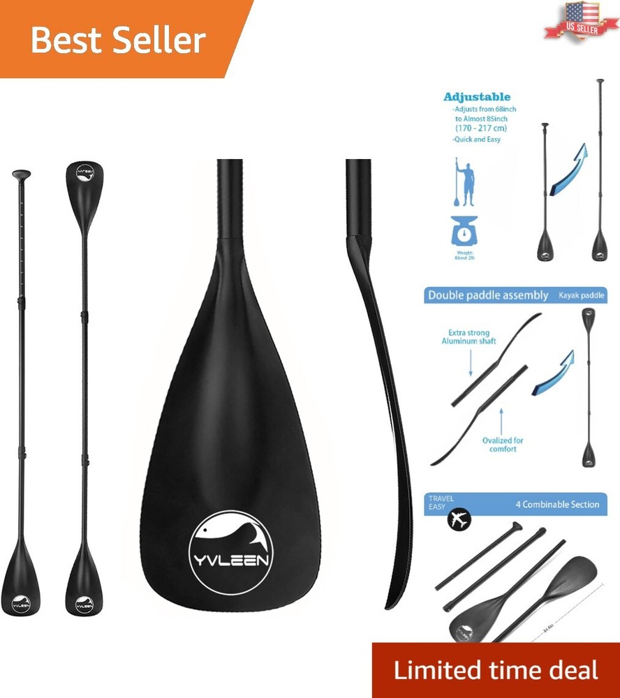 Aluminum 4-Piece SUP Paddle - Adjustable & Floating - Lightweight Design