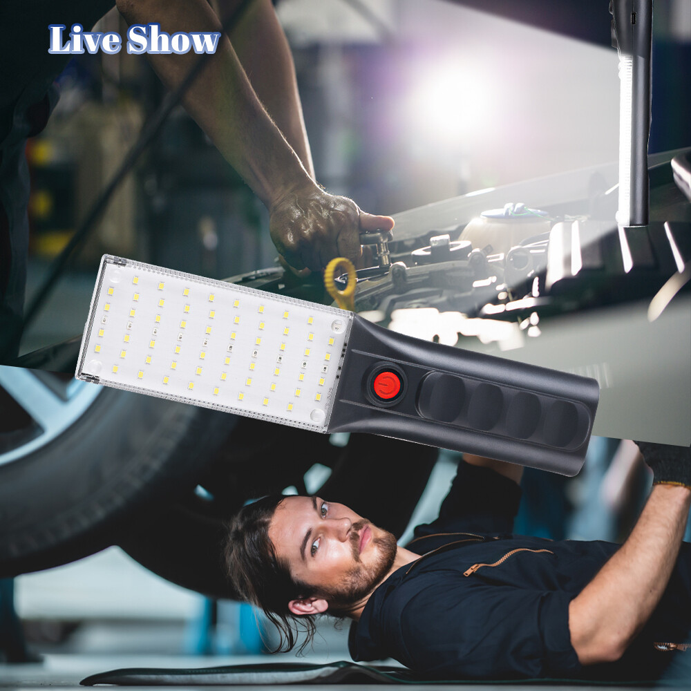 2PCS Rechargeable Work Light Portable LED Magnetic Flashlight & Hanging Hook