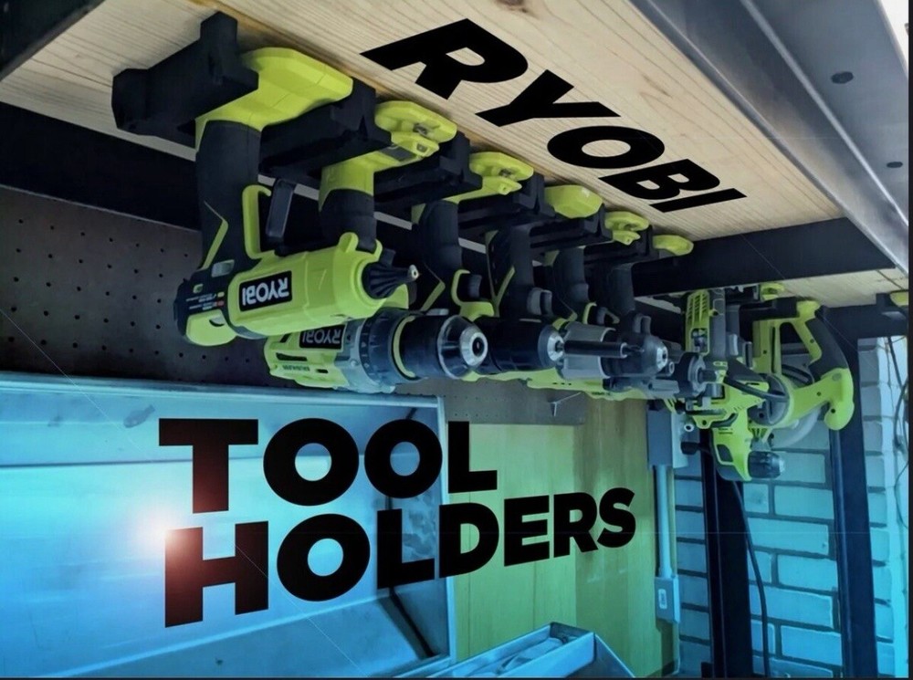 Ryobi Tool Holder Wall Mount 10 pack 3D Printed Black