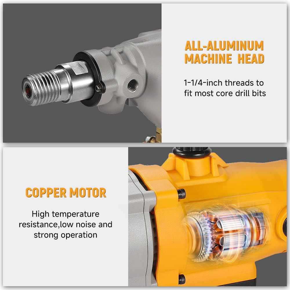 Diamond Core Drilling Machine 1700W Handheld Variable Speed Wet Dry Core Drillin