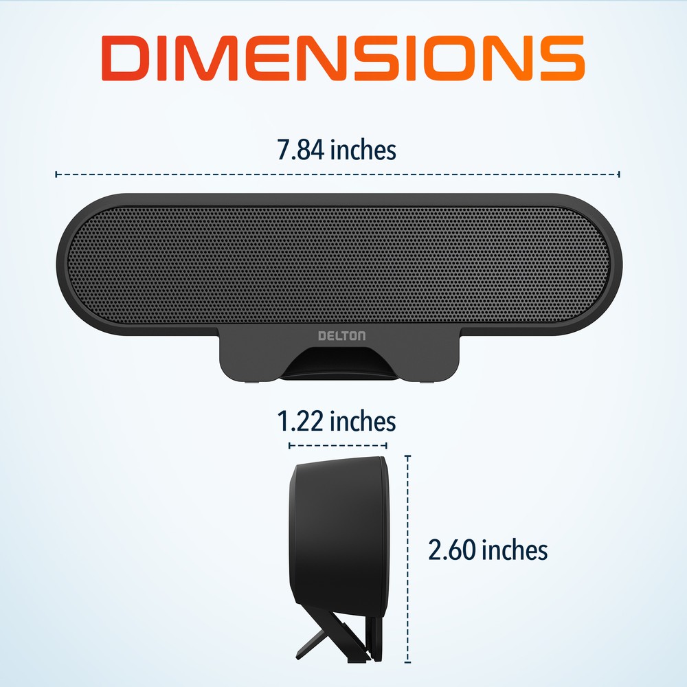 Delton P150 Clip-On 10-Watt Computer Speaker, USB-A Powered, Black