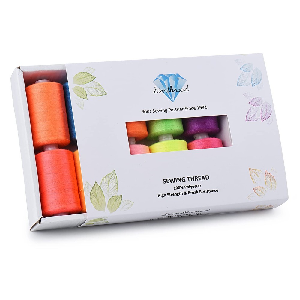 10 Spool All Purpose Sewing Thread Rainbow Series 1000 Yards Polyester Bobbin