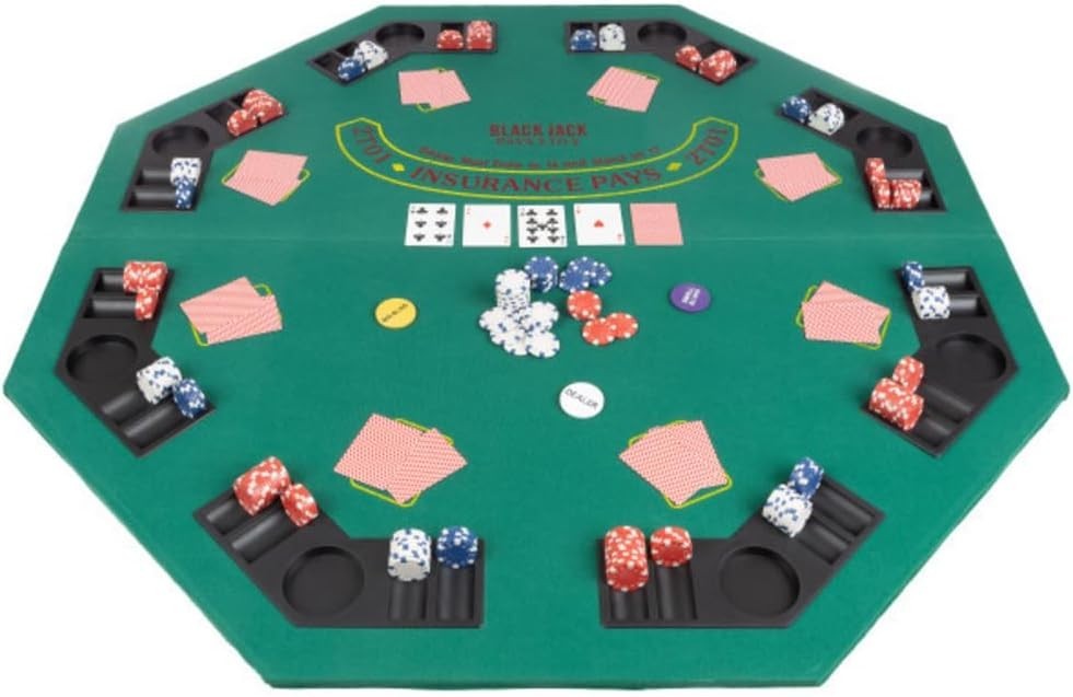 Octagonal Poker Table Top - Cupholders & Chip Trays