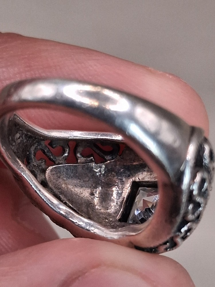 Judith Jack Sterling Silver Marcasite Crystal Ring Size 5.5