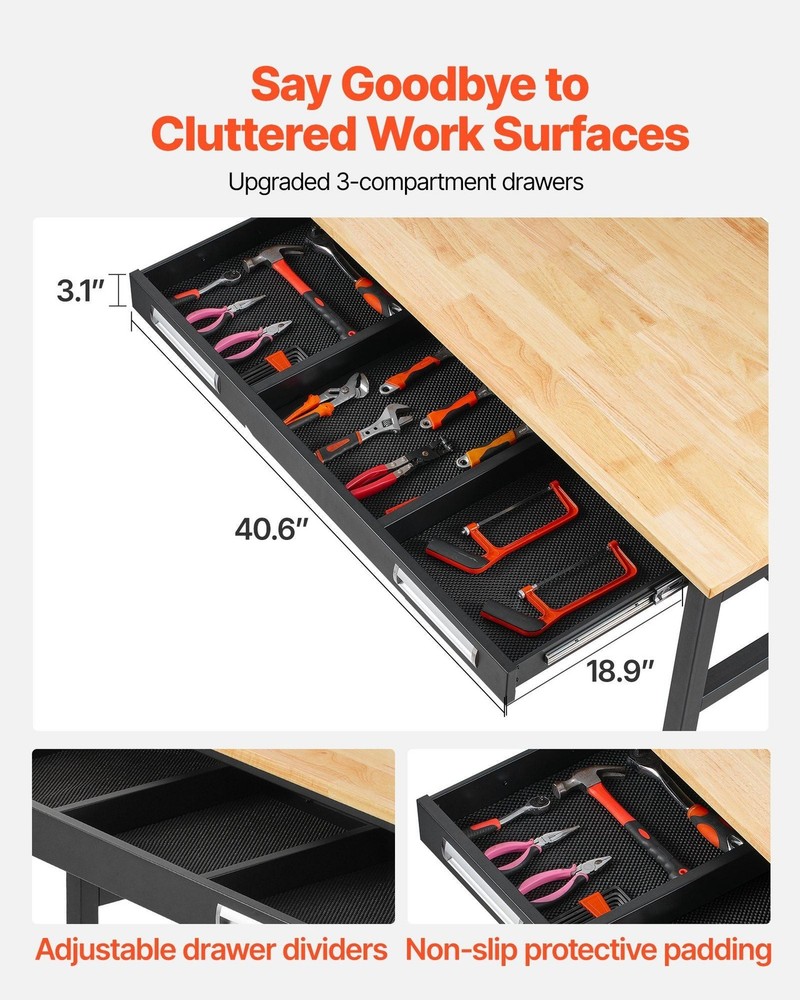 48-inch Workbench, 1500 lbs Load Capacity, Garage Workbench with Drawer Storage