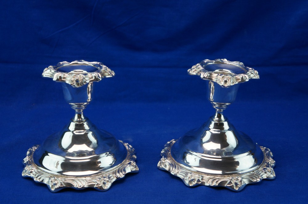 Sheridan Silver (2) Candle Holders, 4 1/2"