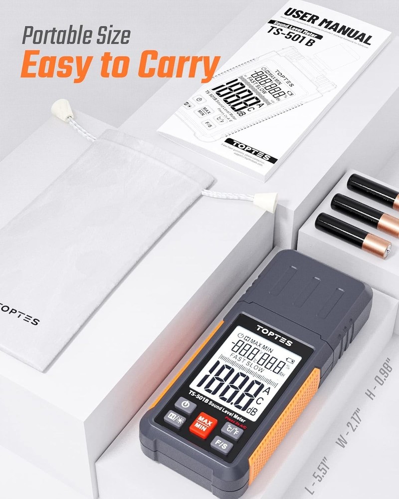 TS-501B Sound Level Meter with Backlit Display - Orange