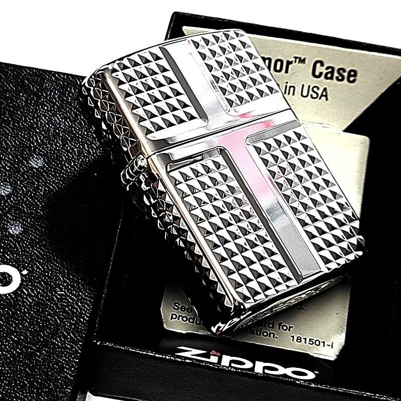 Zippo Armor Diamond Cut Engraving 4 Side Processing Mirror Finish Silver Lighter
